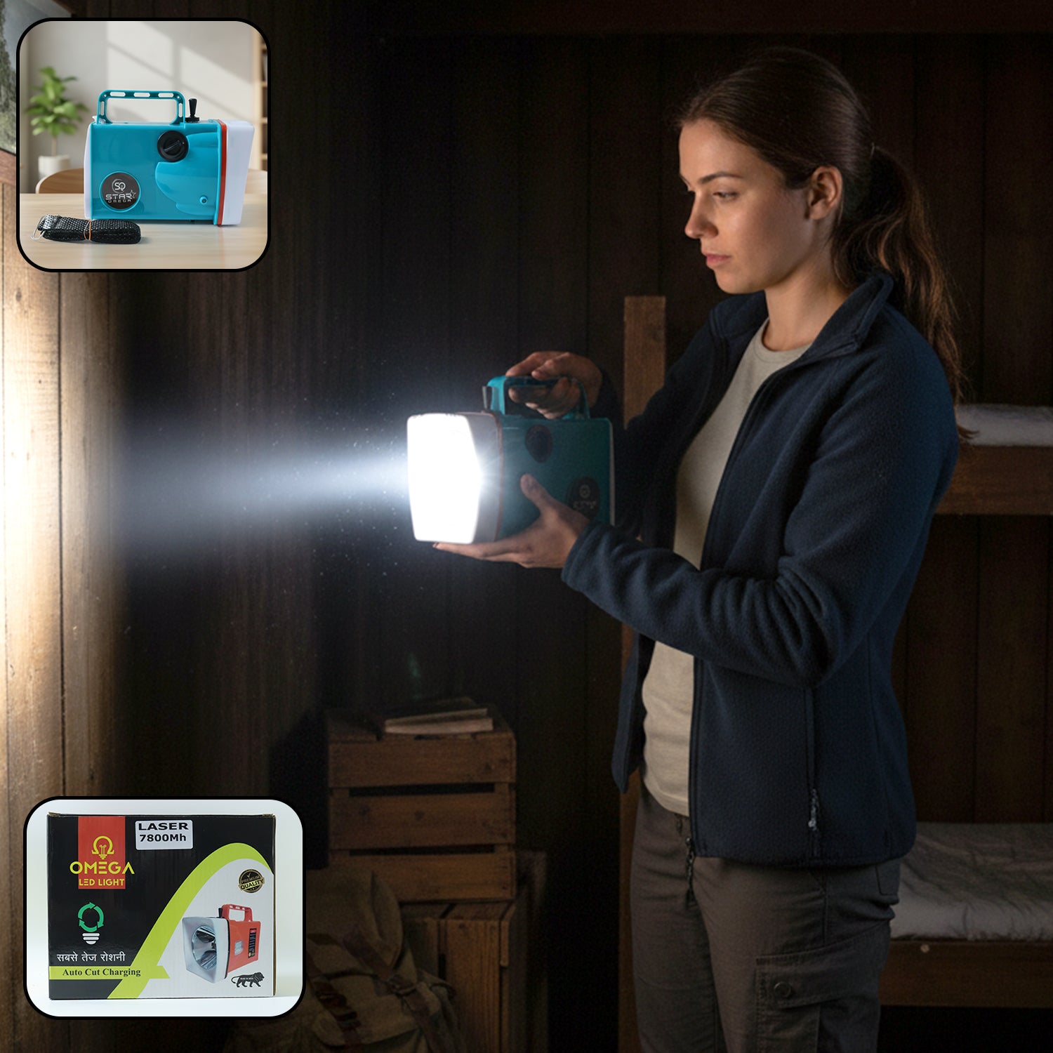 Omega 7800mah Rechargeable Led Laser Torch Light (1 Pc)