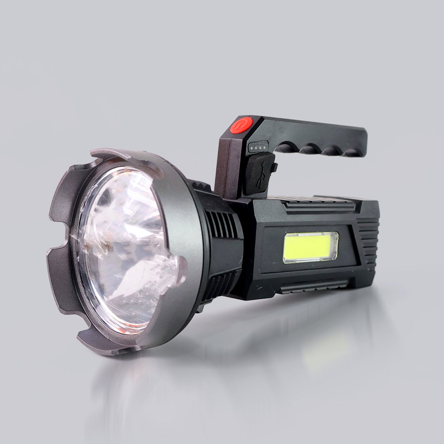 Heavy-duty Rechargeable Usb Led Hand Torch With Cob Side Light (1 Pc)