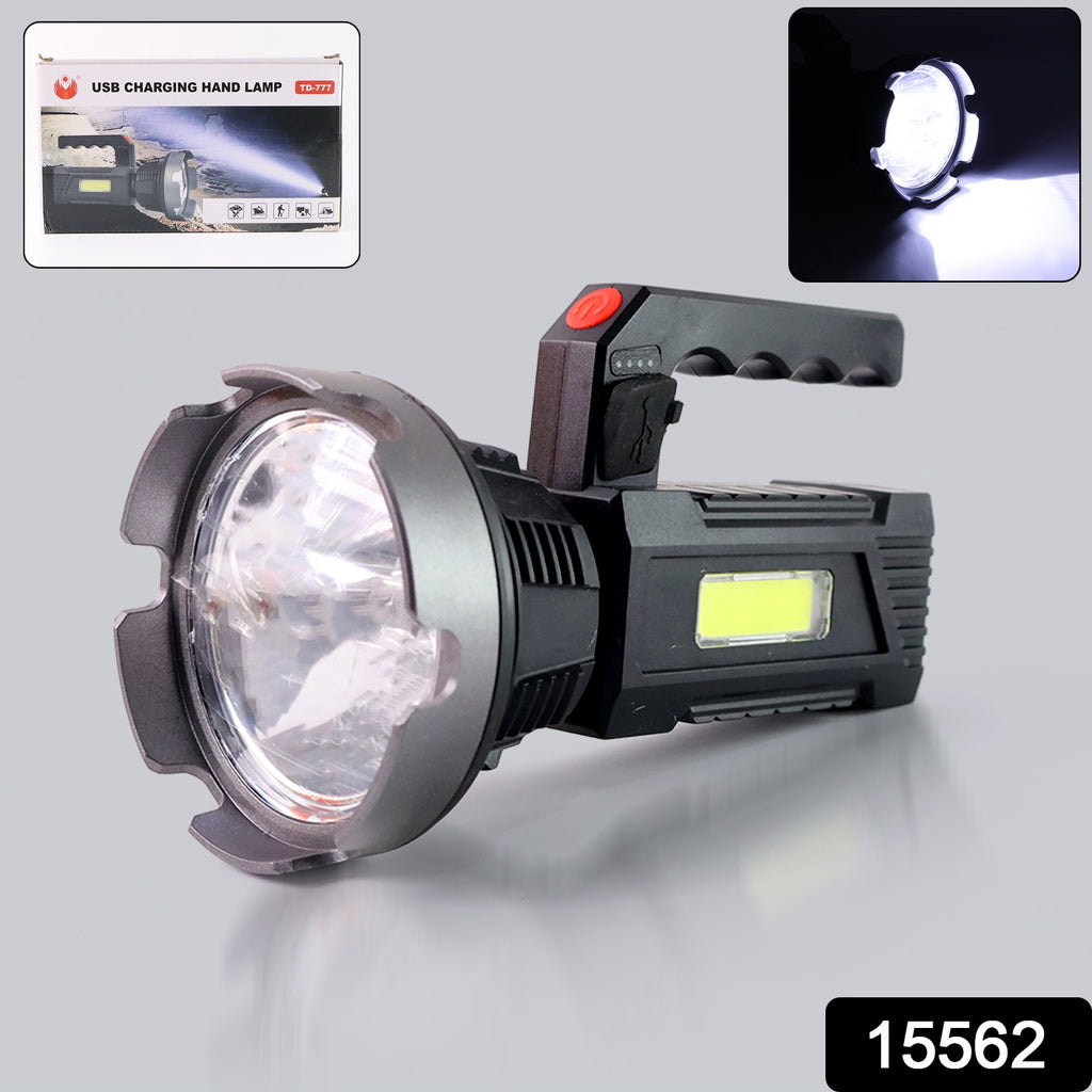Heavy-duty Rechargeable Usb Led Hand Torch With Cob Side Light (1 Pc)