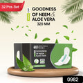 0982 Sanitary Pads For Women With Goodness Of Neem  Aloe Vera  Ultra Thin  Leakage Protection  Ph Balance  With Antibacterial Anion Chip  5x More Absorbance (320 Mm  32 Pads)