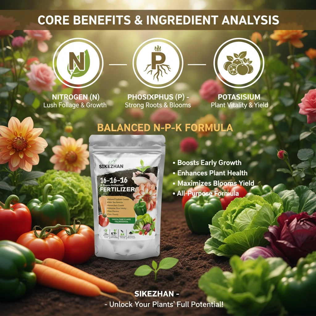 16-16-16 NPK All Purpose Fertilizer, Balanced Plant Food for Vegetables, Flowers, Lawns & Fruit Trees,Boosts Root Growth & Yield