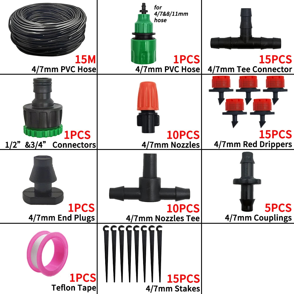 Automatic Drip Irrigation System Garden Watering Kit – Adjustable Watering Hose, Easy Installation, Water-Saving Garden Tool for Plants, Flowers & Vegetables