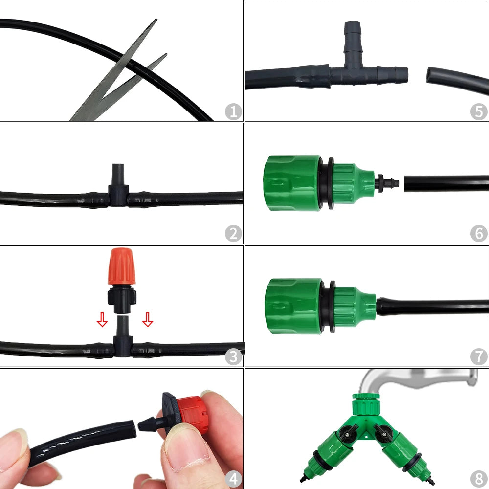 Automatic Drip Irrigation System Garden Watering Kit – Adjustable Watering Hose, Easy Installation, Water-Saving Garden Tool for Plants, Flowers & Vegetables