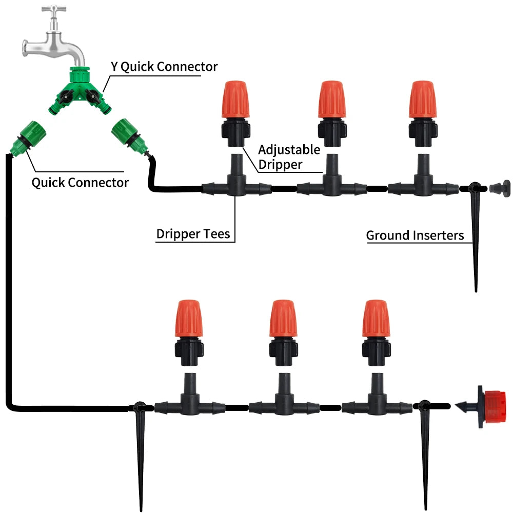 Automatic Drip Irrigation System Garden Watering Kit – Adjustable Watering Hose, Easy Installation, Water-Saving Garden Tool for Plants, Flowers & Vegetables