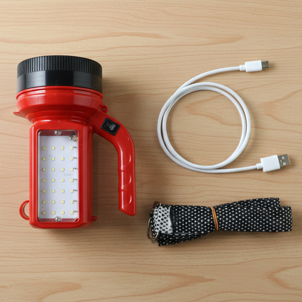 Omega 200w High Power Led Laser Torch Light With Side Emergency Light Panel (1 Pc)